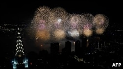 FILE - The 46th annual Macy's 4th of July Fireworks over the East River, July 4, 2022 as seen from the 91st floor of the Summit One Vanderbilt Observation in New York.