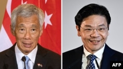 新加坡總理李顯龍（左），新加坡副總理兼財政部長黃循財