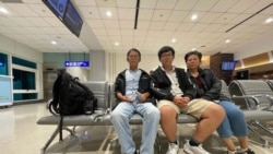 中國公民田永德、韋亞妮和黃星星三人在台灣桃園國際機場。（網絡照片）