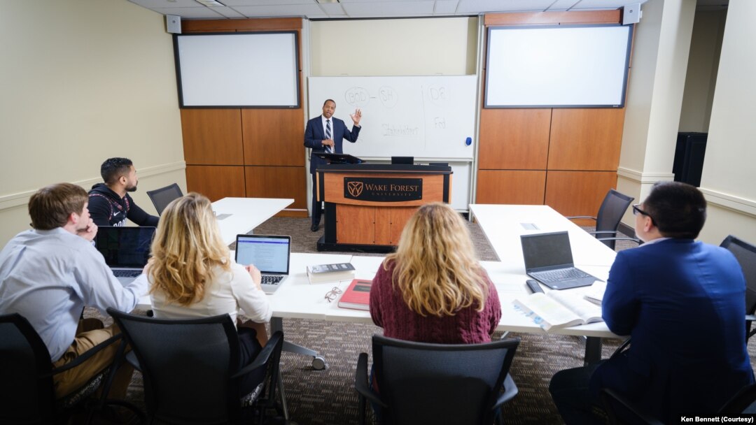 Students attend class at Wake Forest University's School of Law in Winston-Salem, North Carolina in this 2020 photo. (Courtesy Wake Forest University/Ken Bennett)
