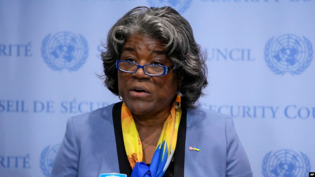 FILE - Linda Thomas-Greenfield, U.S. Ambassador to the United Nations, speaks at United Nations headquarters, Aug. 24, 2023.