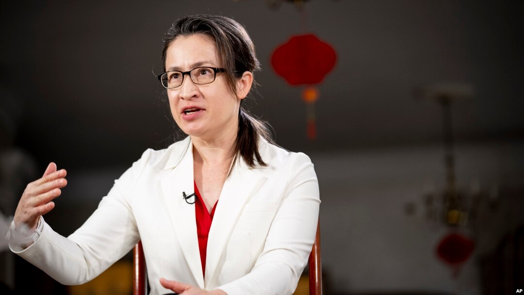 FILE - Taiwan's chief U.S. envoy Bi-khim Hsiao speaks with The Associated Press in Washington, Jan. 20, 2023. China state media said on Friday that the envoy is now prohibited from entering China, Hong Kong and Macau. 