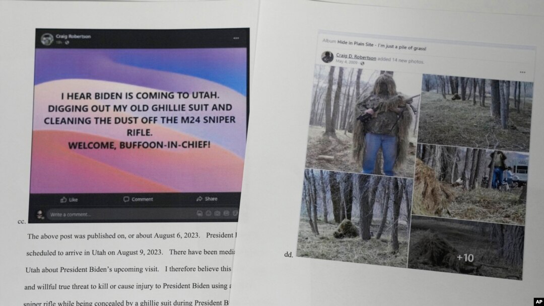 Parte de la denuncia en el Tribunal de Distrito de Estados Unidos contra Craig Deleeuw Robertson, que presenta publicaciones amenazantes en línea que hiciera esta persona y fueron facilitadas el 9 de agosto de 2023. 