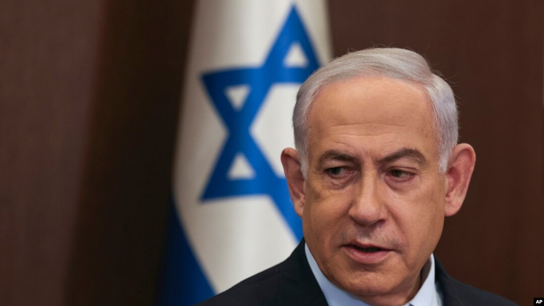 FILE - Israeli Prime Minister Benjamin Netanyahu attends the weekly cabinet meeting at the Prime Minister's office in Jerusalem, Dec. 10, 2023.