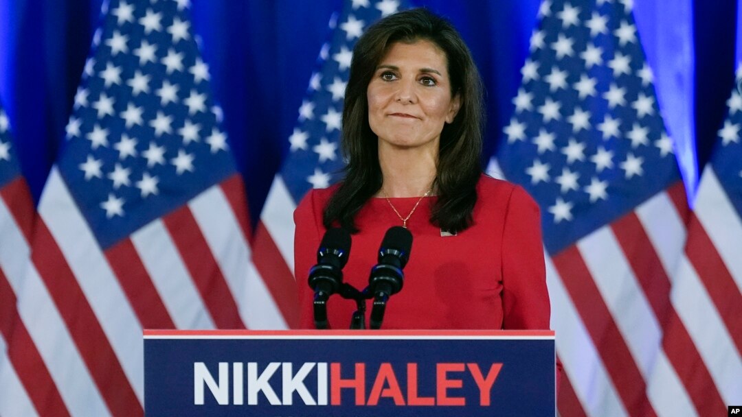 Republican presidential candidate and former U.N. Ambassador Nikki Haley speaks during a news conference, March 6, 2024, in Charleston, South Carolina.