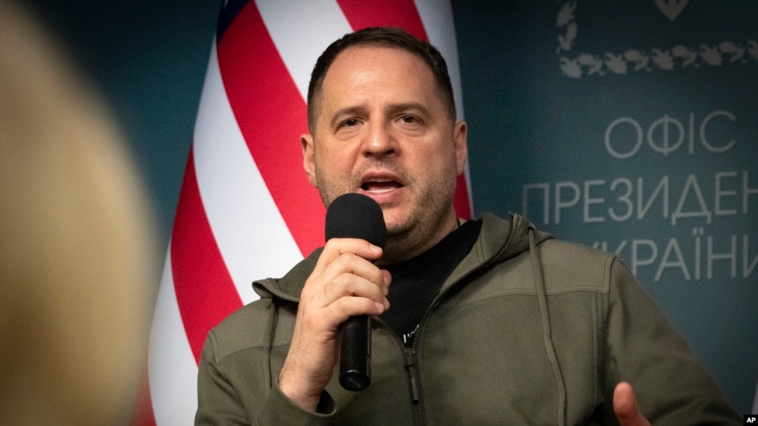 FILE - Andriy Yermak, Ukrainian President Volodymyr Zelenskyy's chief of staff , is pictured at a press conference in Kyiv, Nov. 4, 2022.