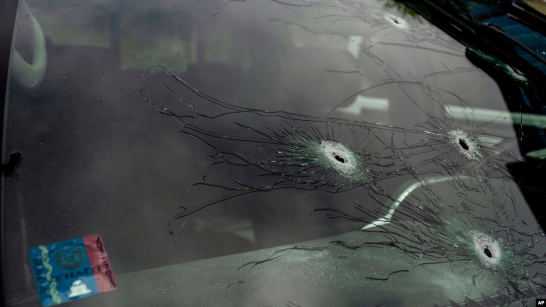 Gunmen fired on journalist Roberson Alphonse while he was in his car in Port-au-Prince, Haiti, Oct. 25, 2022. Though bullet holes pierced his car, Alphonse is expected to recover from the shooting.