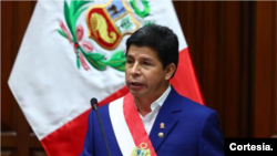 Pedro Castillo, presidente de Perú, durante un discurso el 28 de julio de 2022, en el aniversario 201 de la Independencia de Perú. [Foto: Presidencia de Perú]