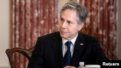 El secretario de Estado de EEUU, Antony Blinken, durante una reunión con funcionarios armenios en Washington DC, el 2 de mayo de 2022.