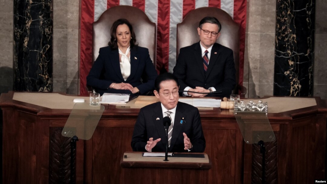 기시다 후미오 일본 총리가 11일 미국 의회 상∙하원 합동 연설을 하고 있다.