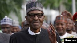 Nigeria's President Muhammadu Buhari is seen at Nnamdi Azikiwe airport in Abuja, Aug. 19, 2017, after his return from three months medical trip in Britain.