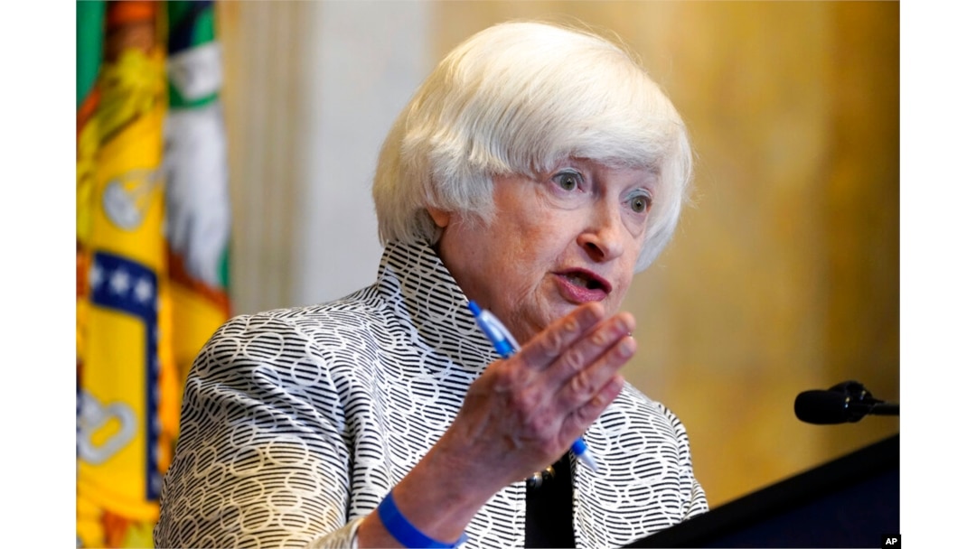 Treasury Secretary Janet Yellen speaks about the economy during a news conference at the Treasury Department, in Washington, July 28, 2022,
