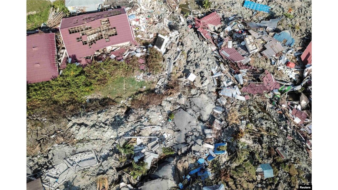An aerial view of Petobo sub-district following an earthquake in Palu, Central Sulawesi, Indonesia, Oct. 2, 2018 in this photo taken by Antara Foto.