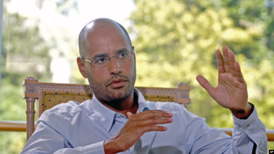 Saif al-Islam, son of Libyan leader Moammar Gadhafi, indicates that Libya plans an enhanced oil recovery round to develop its production capacity during an interview with Reuters, in Nice, France, July 30, 2007 (file photo)