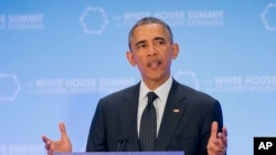 President Barack Obama speaks at the Countering Violent Extremism (CVE) Summit, Feb. 19, 2015, at the State Department in Washington. (AP Photo/Pablo Martinez Monsivais)