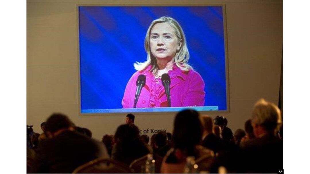 U.S. Secretary of State Hillary Rodham Clinton delivers the keynote address during the Fourth High Level Forum on Aid Effectiveness in Busan, South Korea.