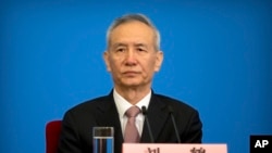 中國國務院副總理劉鶴2018年3月20日在北京見記者（美聯社）