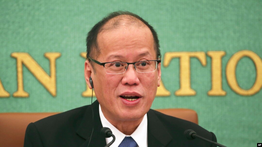 FILE - Philippine President Benigno Aquino III speaks during a press conference at the Japan National Press Club in Tokyo.