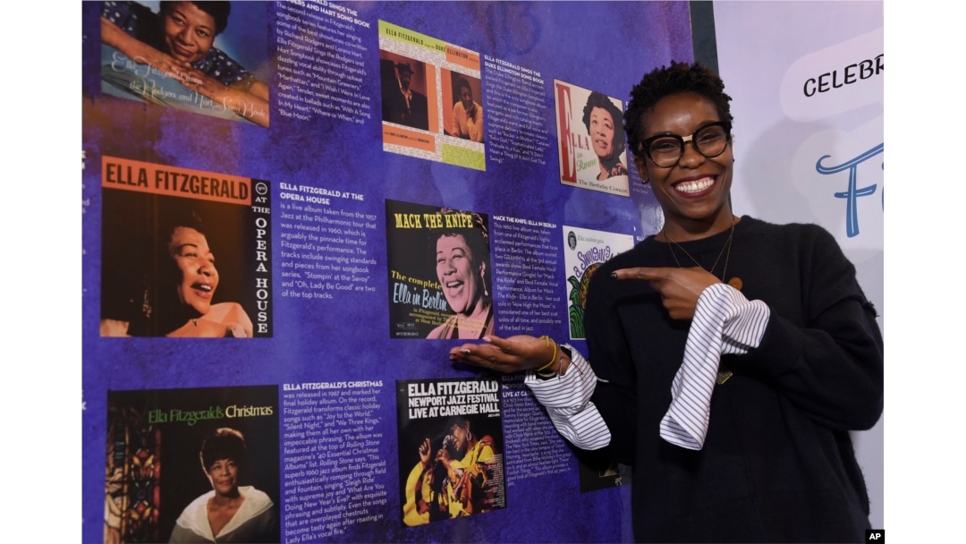 Nwaka Onwusa, curator of The Grammy Museum at L.A. Live, poses for a portrait at a sneak preview of "Ella at 100: Celebrating the Artistry of Ella Fitzgerald," April 24, 2017.