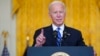 President Joe Biden delivers remarks on efforts to address global supply chain bottlenecks during an event in the East Room of the White House, Oct. 13, 2021.