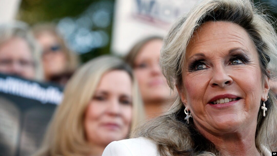 Kayla Moore, wife of former Alabama Chief Justice and U.S. Senate candidate Roy Moore, prepares to speak at a news conference, Nov. 17, 2017, in Montgomery, Alabama.
