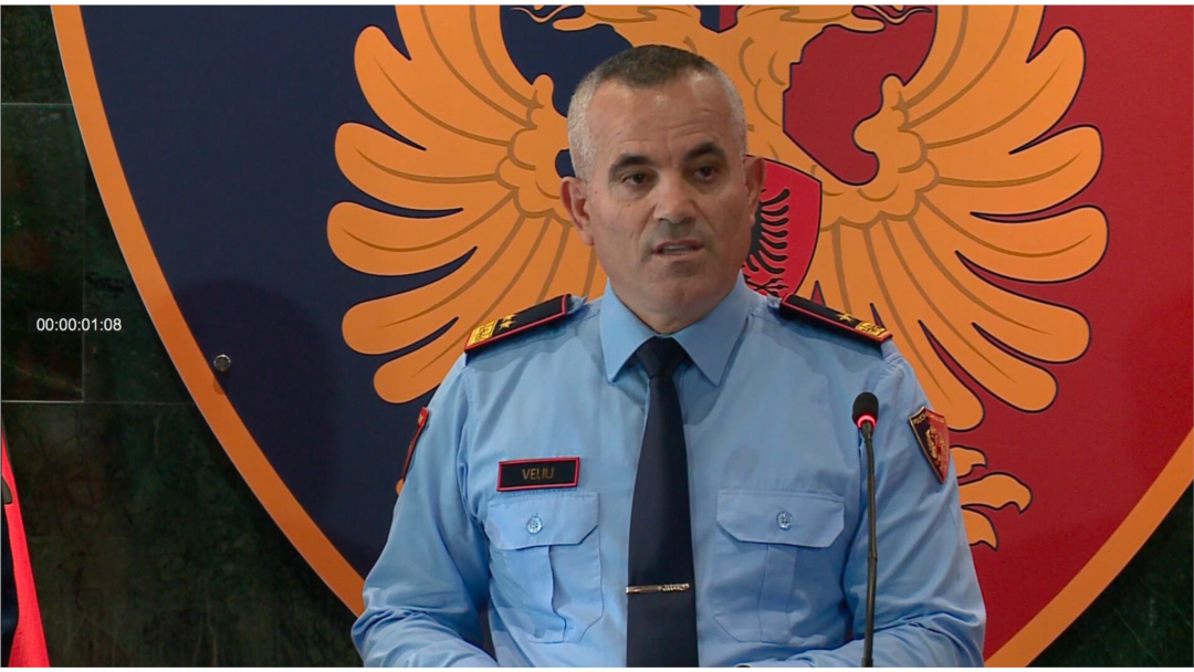 Albanian Police Chief Ardi Veliu reveals the identities of an alleged Iranian terrorist cell in a press briefing in Tirana, Oct. 23, 2019. (VOA Albanian web screenshot)