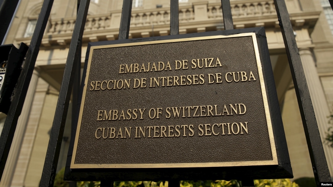 FILE - The Cuban Interests Section is seen in Washington, July 1, 2015 