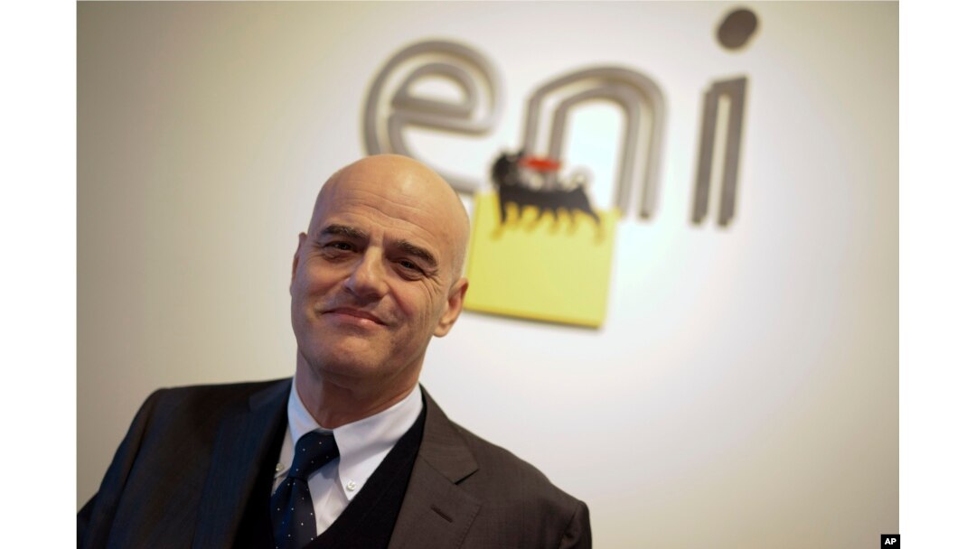 FILE - Italian energy giant Eni, whose CEO is Claudio Descalzi, announced it has discovered a "supergiant" natural gas field off Egypt. A company statement is calling it the "largest-ever" found in the Mediterranean Sea.