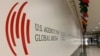 FILE - The U.S. Agency for Global Media logo at Voice of America, in Washington, Nov. 22, 2019. (VOA)
