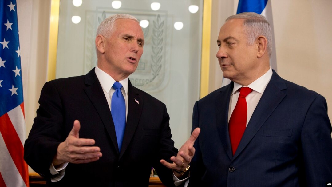 U.S. Vice President Mike Pence meets with Israel's Prime Minister Benjamin Netanyahu in Jerusalem, Jan. 22, 2018. 
