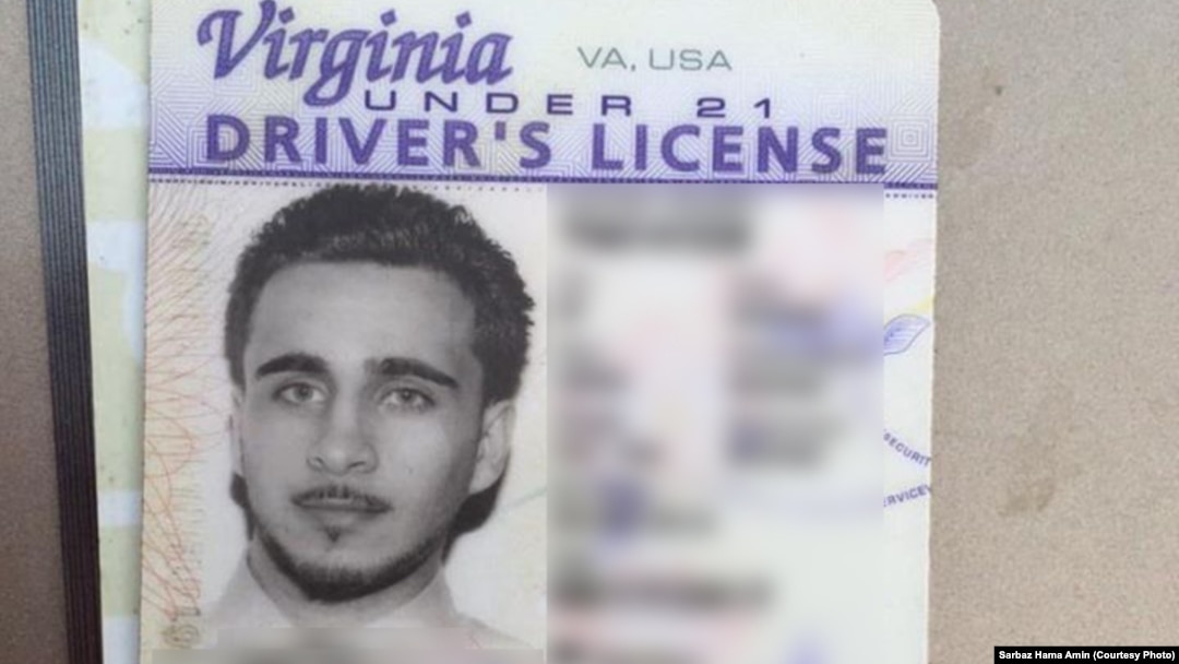 A driver's license of an American identified as Mohamed Jamal Khweis, accused of being a member of the Islamic State group, who has surrendered to Kurdish Peshmerga forces in northern Iraq. 
