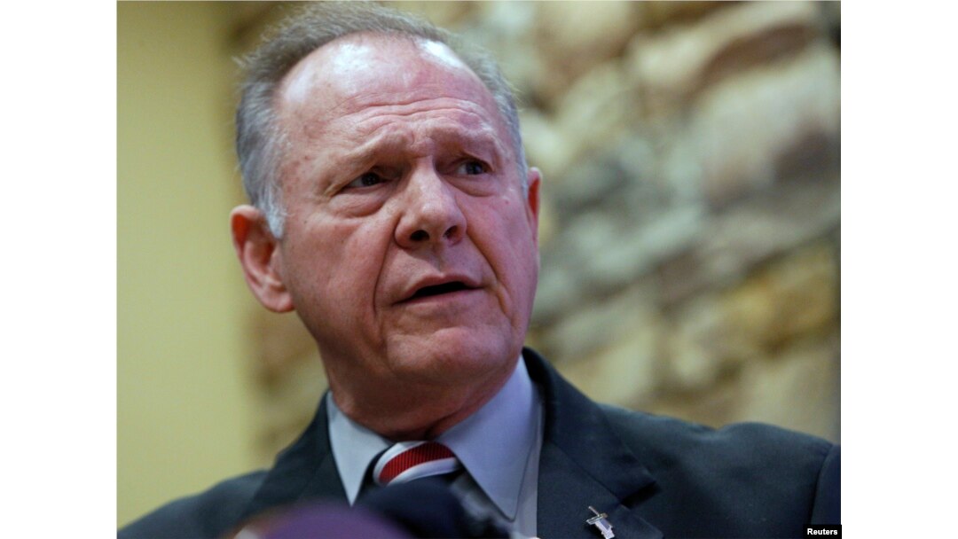 Former Alabama Chief Justice and U.S. Senate candidate Roy Moore speaks at the Vestavia Hills Public library, Nov. 11, 2017, in Vestavia Hills, Ala.