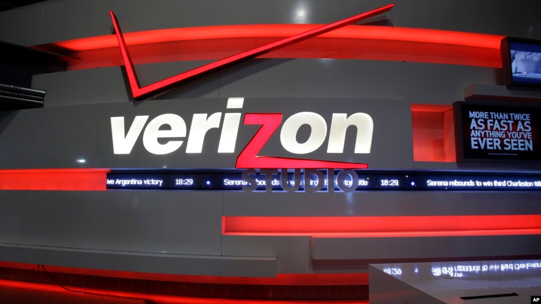 The Verizon studio booth at MetLife Stadium in East Rutherford, N.J. 