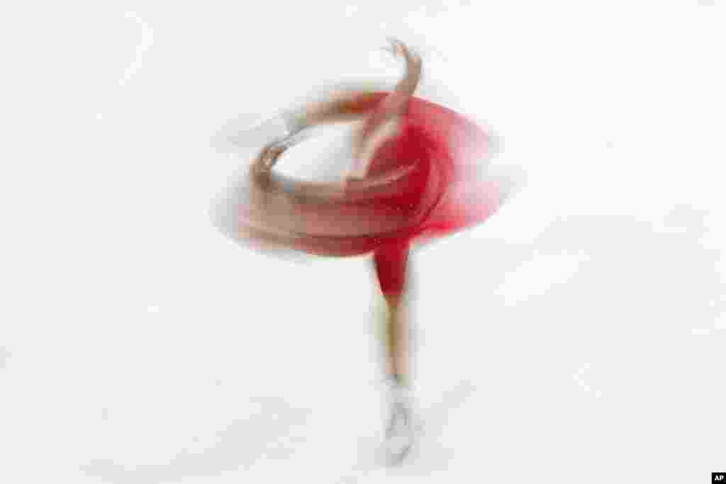 Estonia's Niina Petrokina performs during the women's short program competition at the Figure Skating Road to 26 Trophy in Milan, Italy.