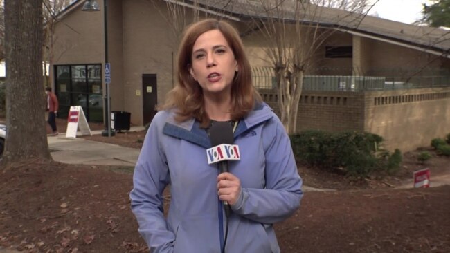 VOA congressional correspondent Katherine Gypson reporting from Georgia