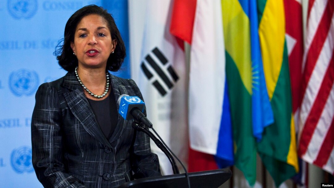 U.S. Ambassador to the United Nations Susan Rice speaks to the media at the U.N. headquarters in New York, February 12, 2013. 