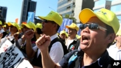 台灣勞工抗議，要求更好的工作環境（資料照：2020年1月4日）