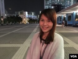 新當選灣仔大坑區議員的「灣仔好日誌」成員楊雪盈。(美國之音湯惠芸)