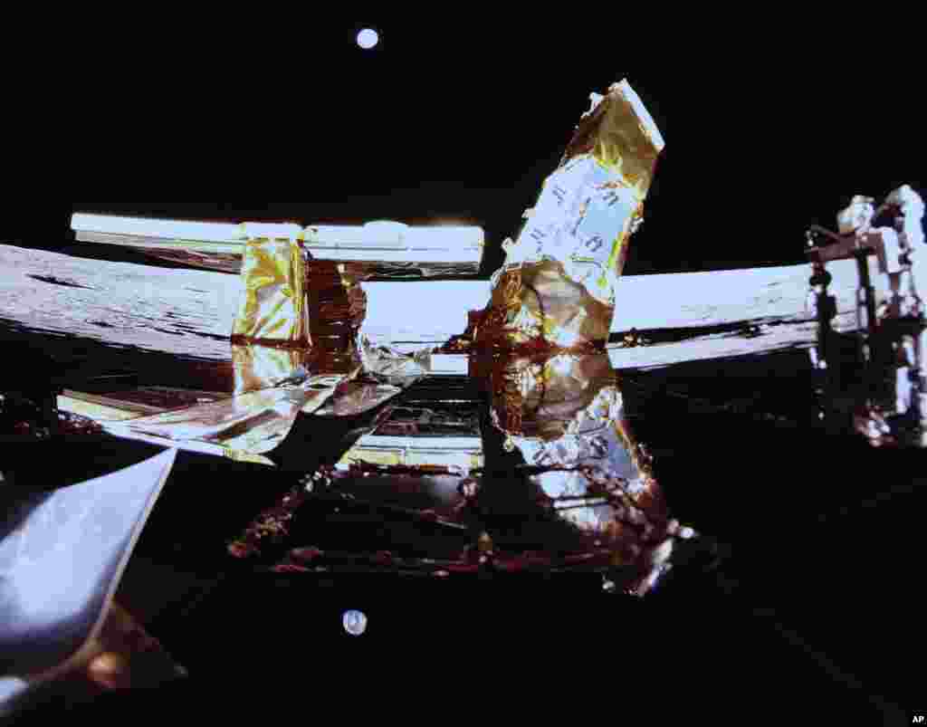 Private lunar lander Blue Ghost after touching down on the moon with a special delivery for NASA Sunday, March 2, 2025. (NASA/Firefly Aerospace via AP)