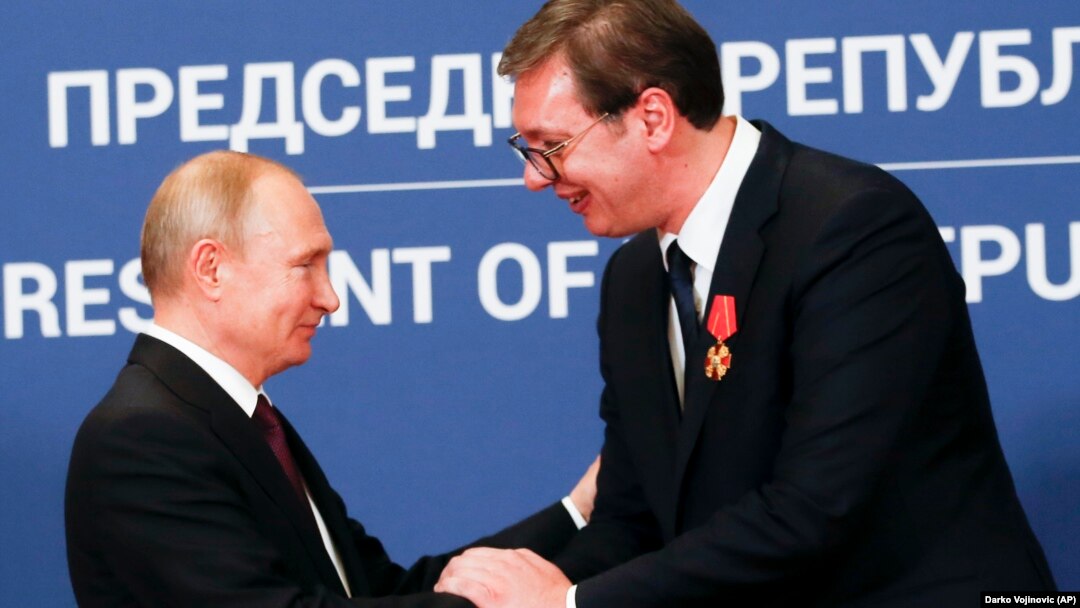 Predsednik Rusije Vladimir Putin i predsednik Srbije Aleksandar Vučić u zgradi Predsedništva Srbije 