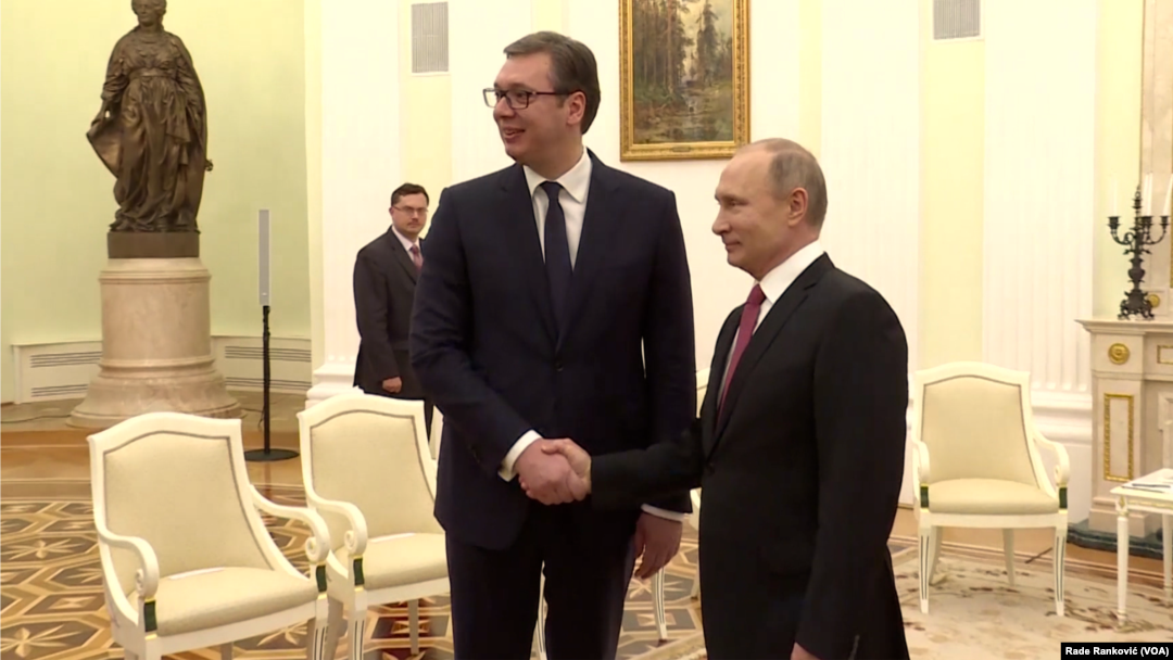 Predsednik Srbije Aleksandar Vučić i predsednik Ruske federacije Vladimir Putin, Foto: Video grab