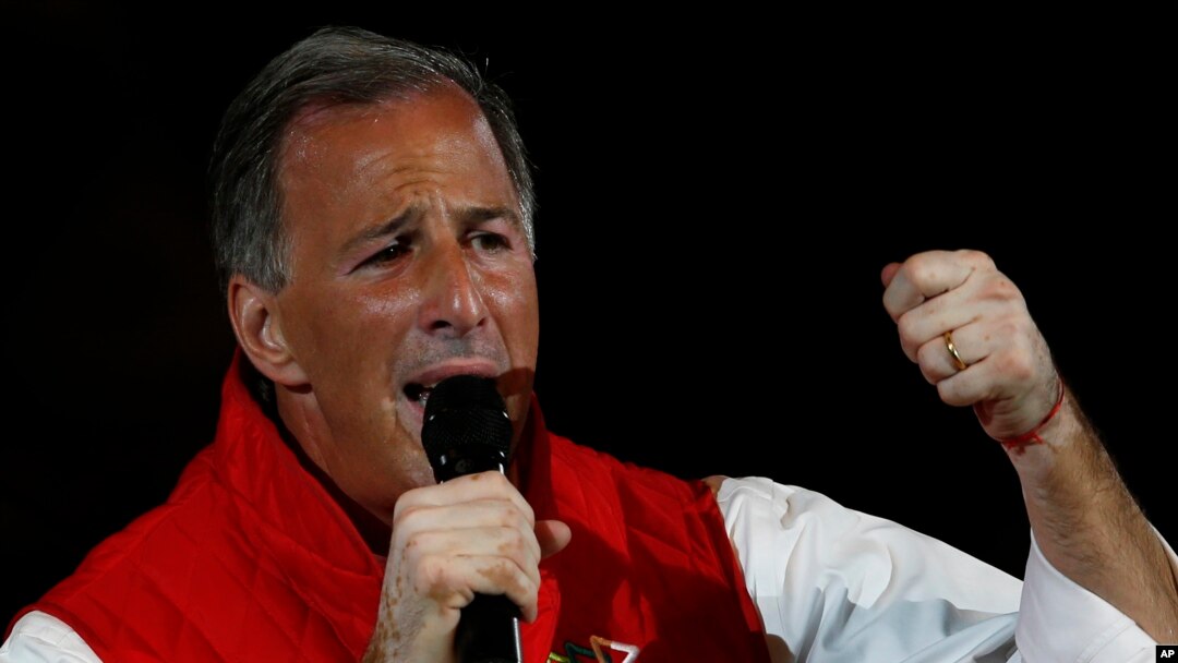 El candidato presidencial del PRI José Antonio Meade, durante un acto de campaña en México el 24 de junio de 2018.