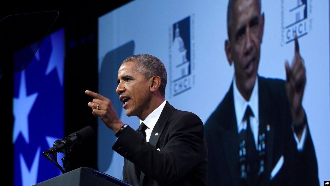 El presidente Barack Obama habló ante el caucus hispano del Congreso, el jueves, 8 de octubre de 2015.
