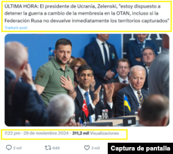 Captura de pantalla de publicación en X.