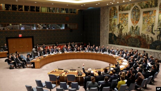 聯合國安理會在聯合國總部投票通過對朝鮮進行新的製裁決議（2016年3月2日)