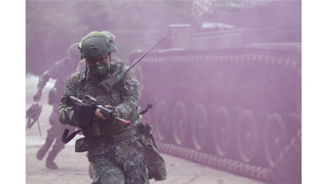 灣漢光演習實施淡水河防演練,阻絕敵軍來犯。(台灣國防部提供)