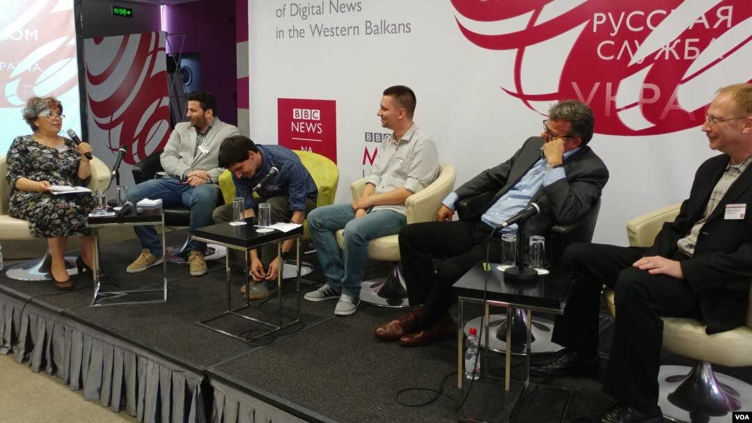 Konferencija "Budućnost digitalnih vesti na Zapadnom Balkanu", koji je organizovala redakcija BBC-a na srpskom jeziku, u hotelu Zira, Beograd, 24. aprila 2018. (Veljko Popović, VOA)