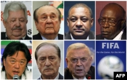 A combination of file pictures shows FiFA officials (LtoR, from upper row) Rafael Esquivel, Nicolas Leoz, Jeffrey Webb, Jack Warner, Eduardo Li, Eugenio Figueredo and Jose Maria Marin.