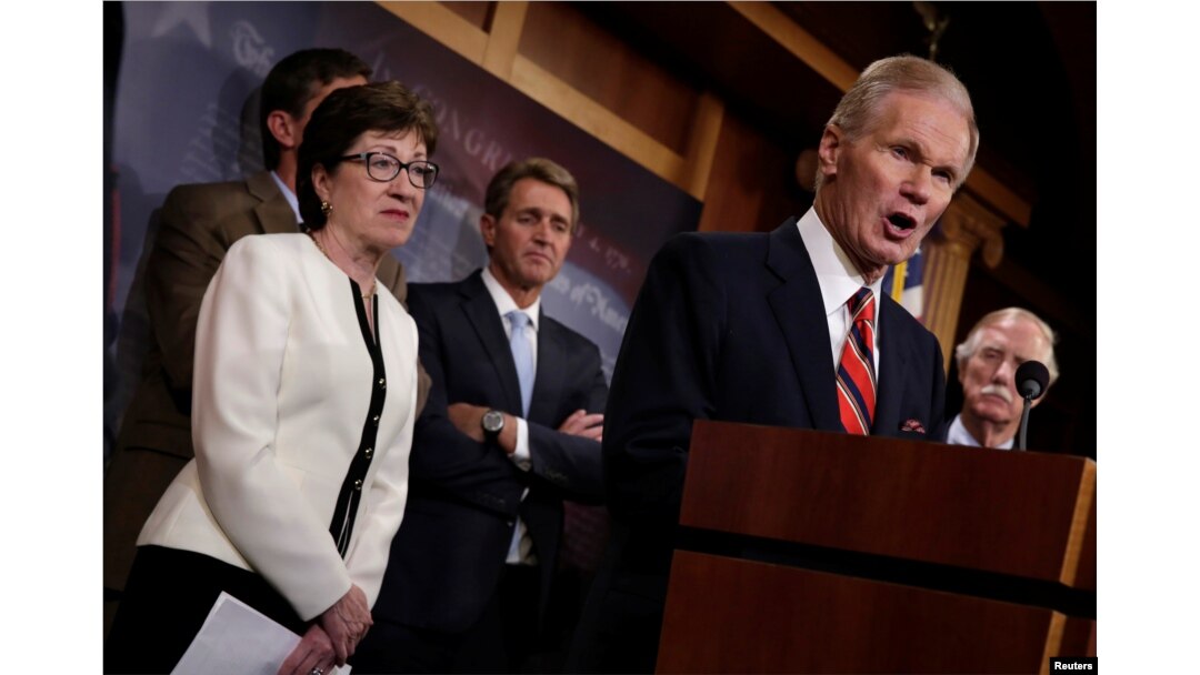 Senator Bill Nelson, a Florida Democrat, speaks during a news conference on Capitol Hill in Washington on a compromise proposal on gun control measures, June 21, 2016.