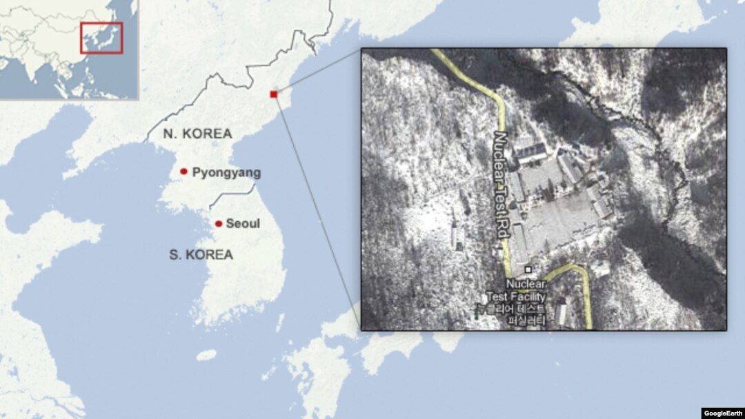 Location of the nuclear test site in North Korea